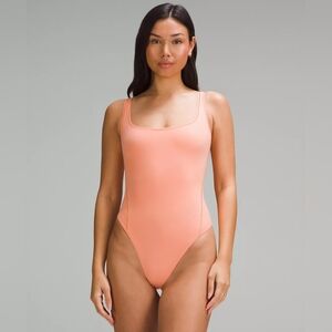 NWT Lululemon Women's Wundermost Square-Neck Sleeveless Bodysuit Coral Large